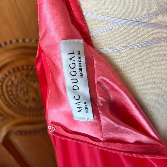 NWT Mac Duggal A67941 Pink Chiffon Evening Gown Maxi Dress Corset Back 4 Ieena - Picture 9 of 12